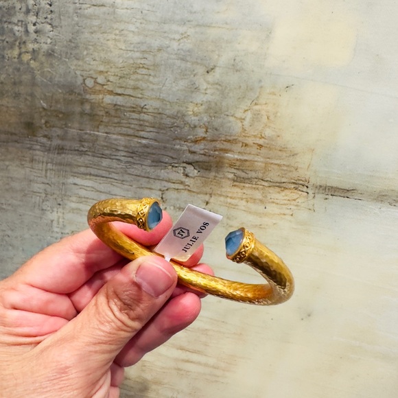 NWT Authentic Luxury Summer Spring Julie Vos Iridescent Charcoal Blue Hinge Cuff - Picture 16 of 17